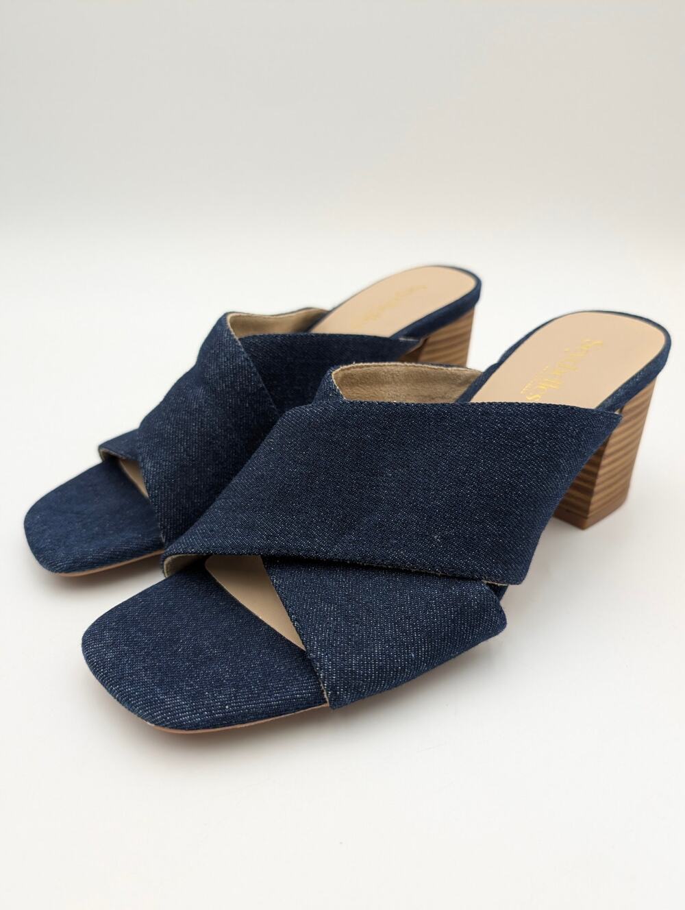 Seychelles Papaya Block Heel Sandals Women's Indigo Papaya Denim Size US8 EU39